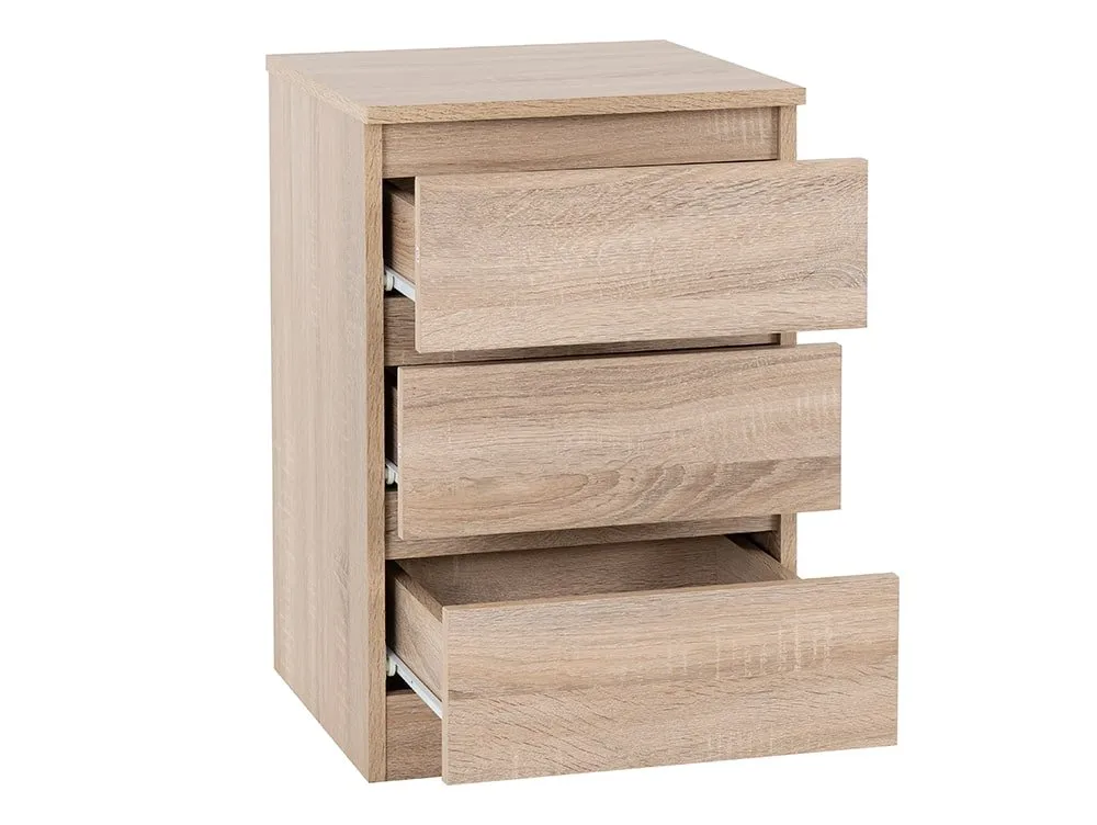 Seconique Seconique Malvern Sonoma Oak Pair of 3 Drawer Bedside Cabinets