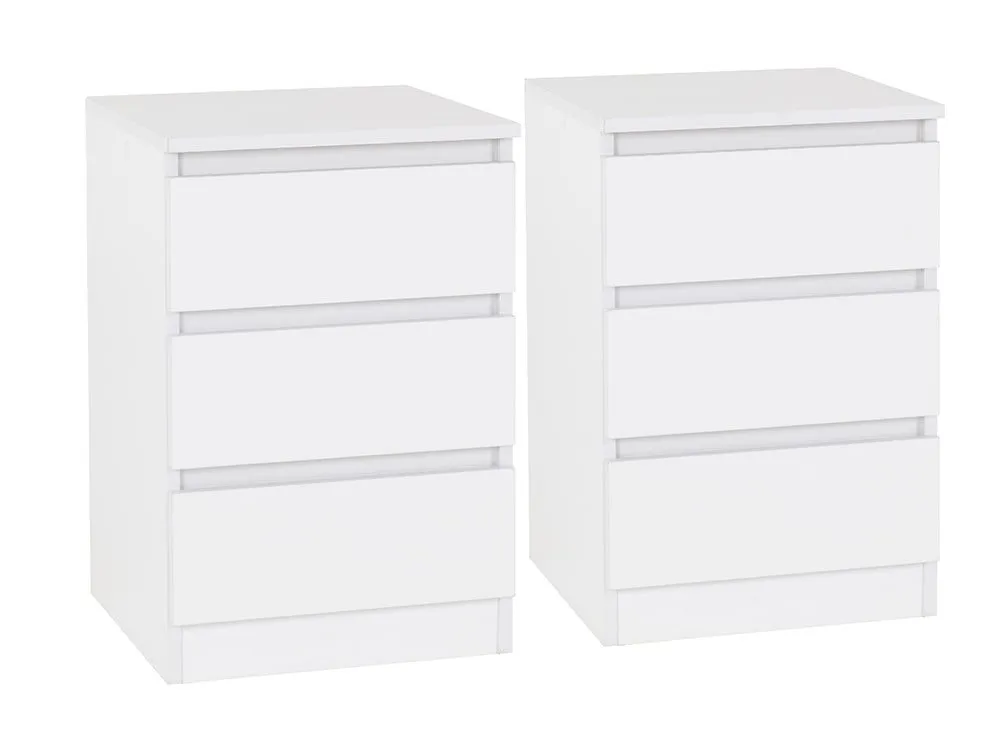Seconique Seconique Malvern White Pair of 3 Drawer Bedside Cabinets