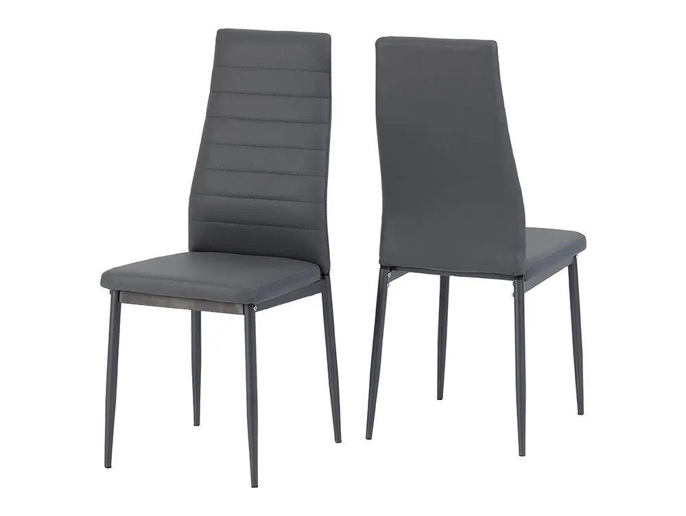 Seconique Seconique Abbey Grey Faux Leather Set of 2 Dining Chairs