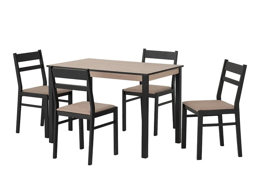 Seconique Seconique Radley Black and Oak Dining Table and 4 Chairs
