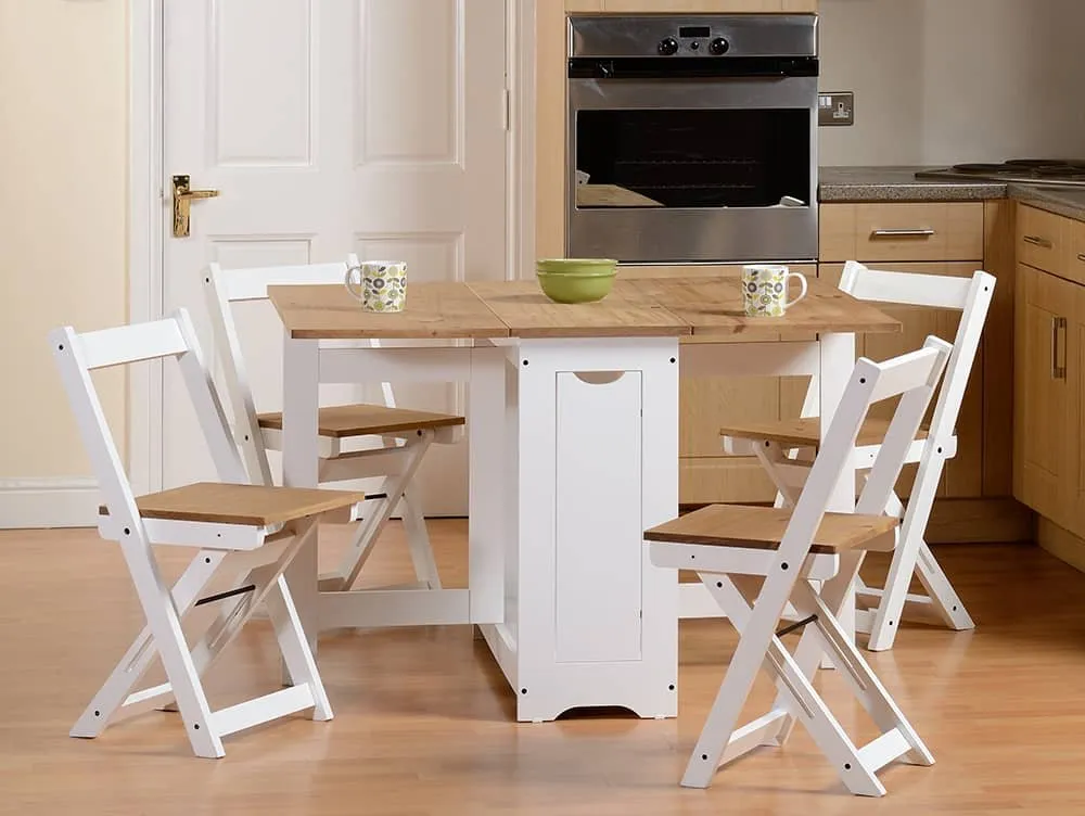 Seconique Seconique Santos Butterfly White and Pine Dining Table and 4 Chairs