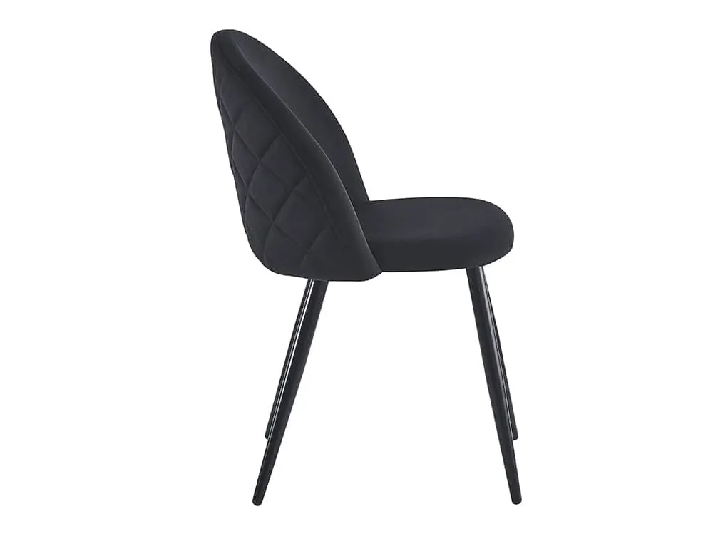 Seconique Seconique Marlow Black Velvet Set of 4 Dining Chairs
