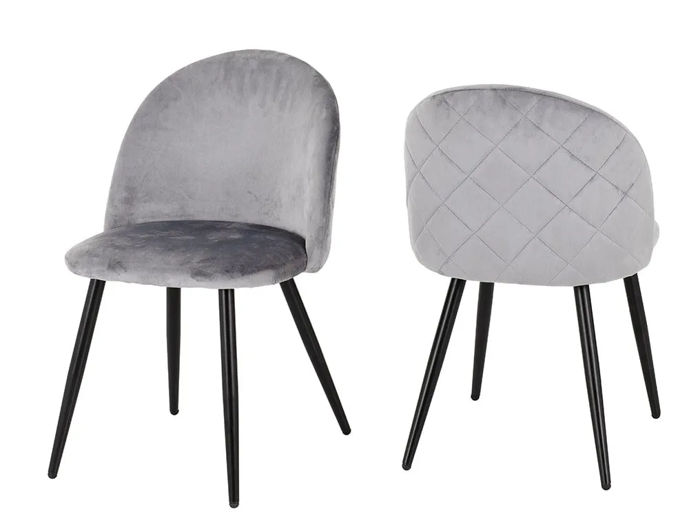 Seconique Seconique Marlow Grey Velvet Set of 4 Dining Chairs