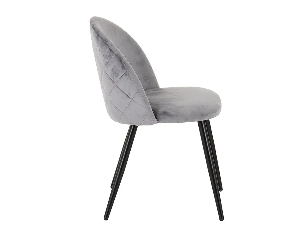 Seconique Seconique Marlow Grey Velvet Set of 4 Dining Chairs