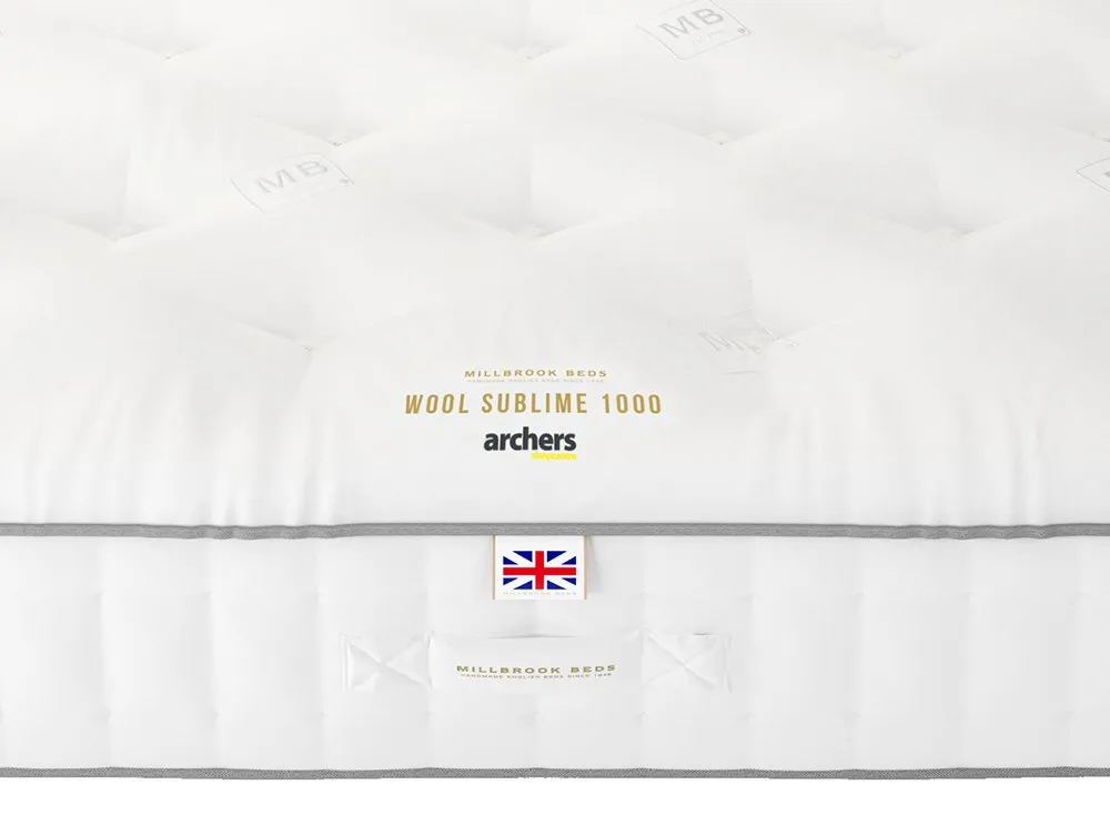 Millbrook Beds Millbrook Wool Sublime Ortho Pocket 1000 4ft6 Double Divan Bed