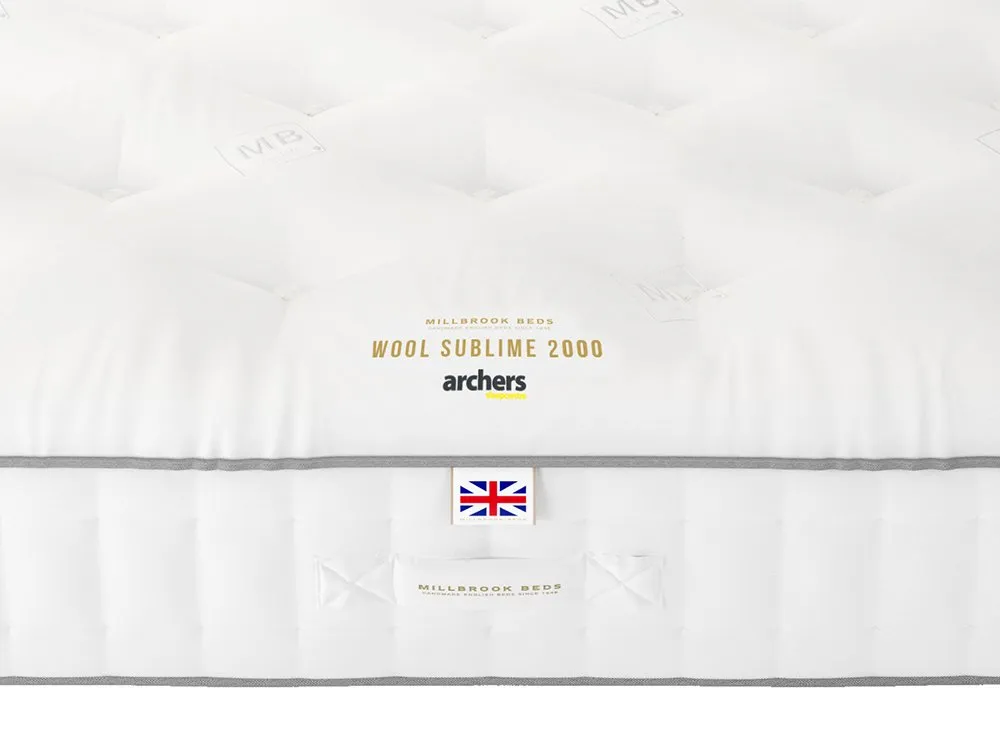 Millbrook Beds Millbrook Wool Sublime Pocket 2000 3ft Single Divan Bed