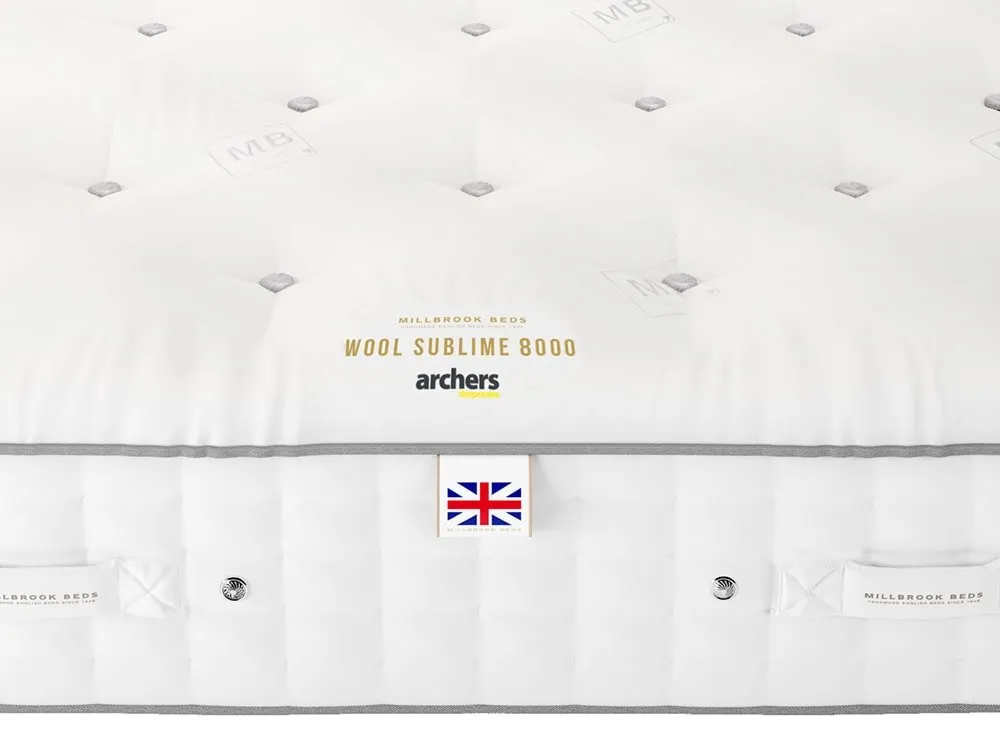 Millbrook Beds Millbrook Wool Sublime Firm Pocket 8000 2ft6 Small Single Divan Bed