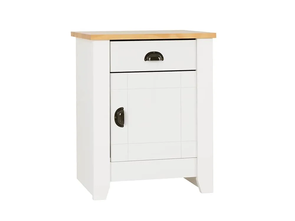 Seconique Seconique Ludlow White and Oak 1 Door 1 Drawer Bedside Table