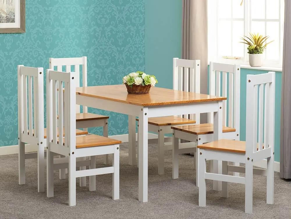 Seconique Seconique Ludlow White and Oak Dining Table and 6 Chair Set