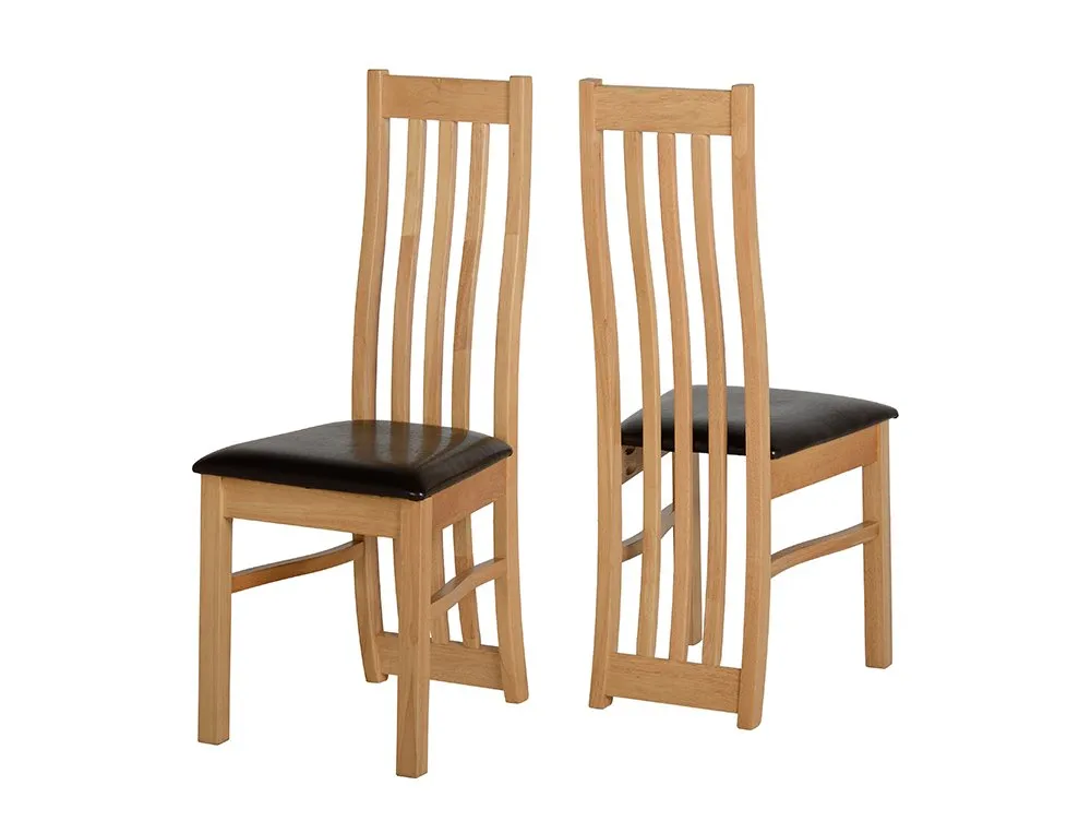 Seconique Seconique Ainsley Set of 2 Oak Effect and Faux Leather Dining Chairs
