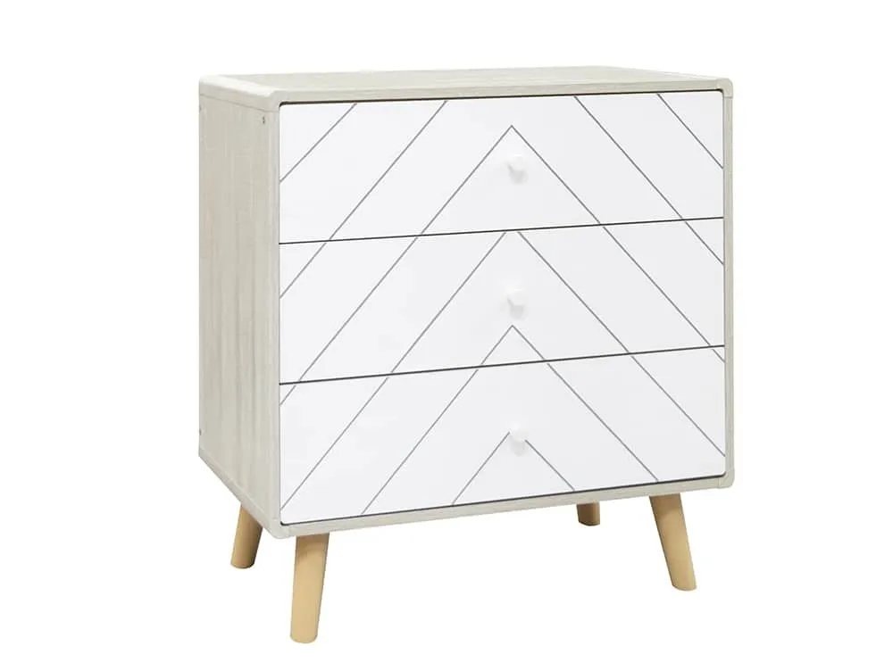 Seconique Seconique Dixie Grey and White 3 Drawer Chest of Drawers