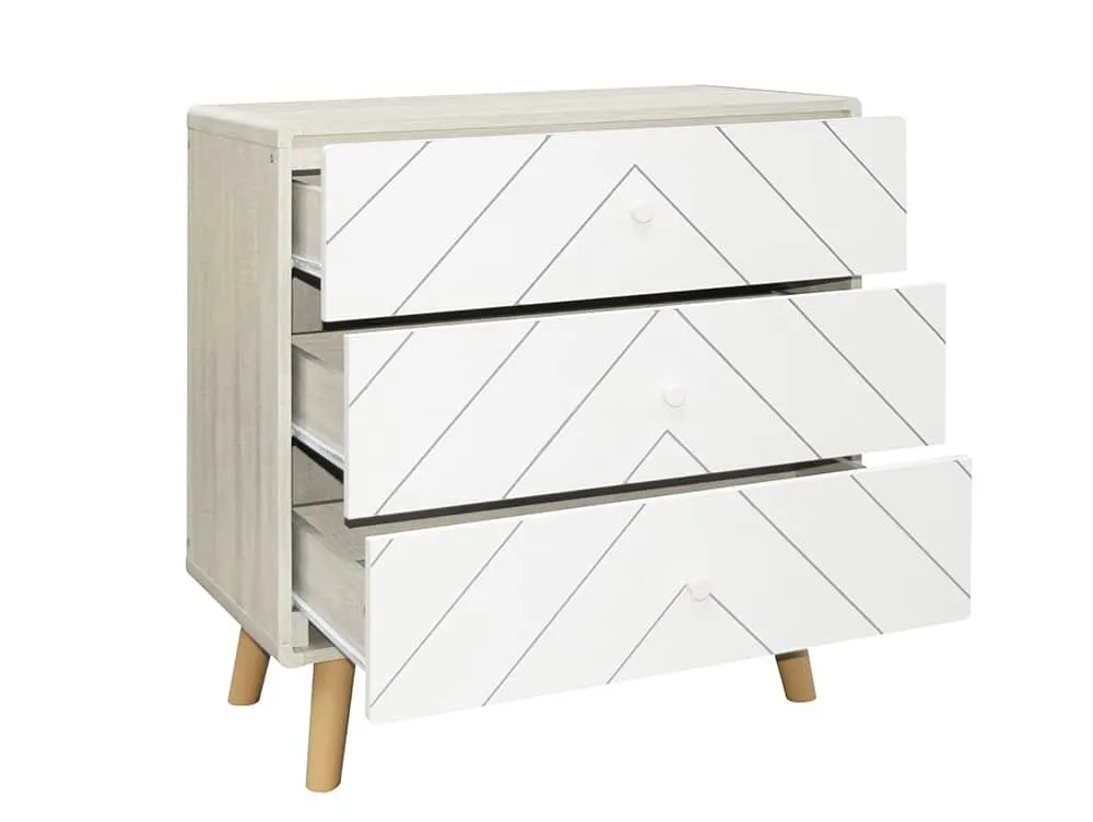 Seconique Seconique Dixie Grey and White 3 Drawer Chest of Drawers