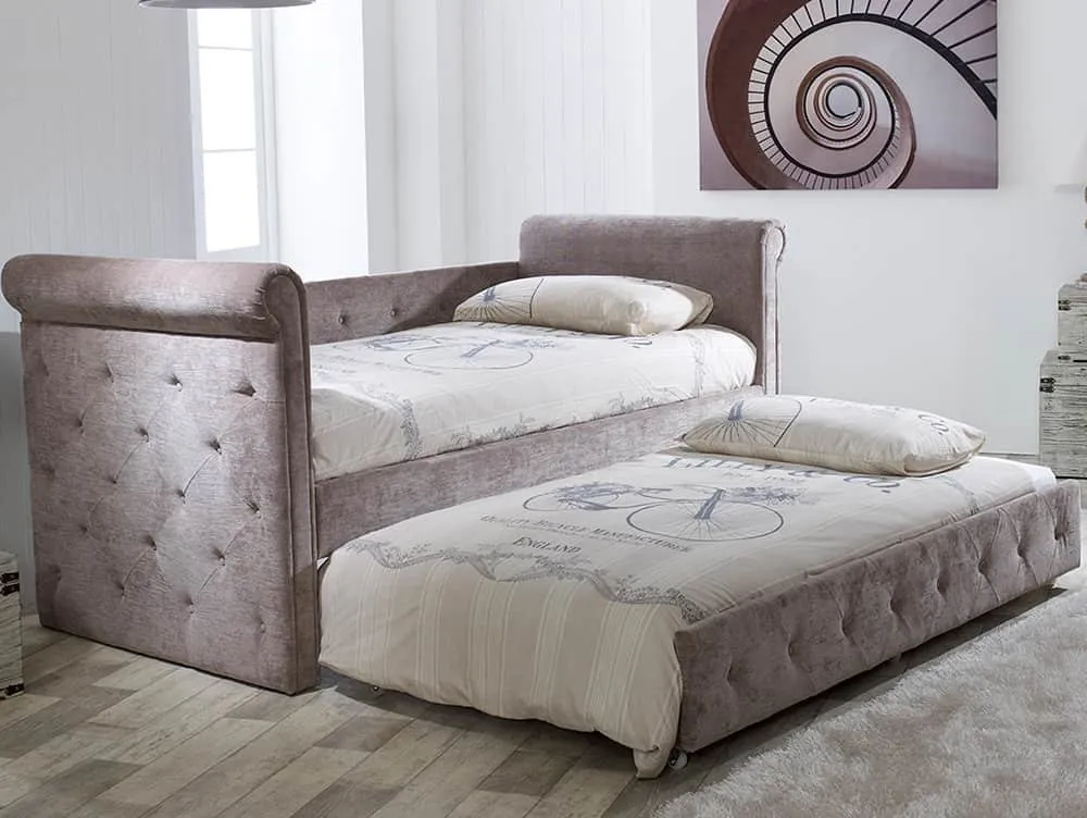 Limelight  Limelight Zodiac Mink Velvet Fabric Guest Bed Frame