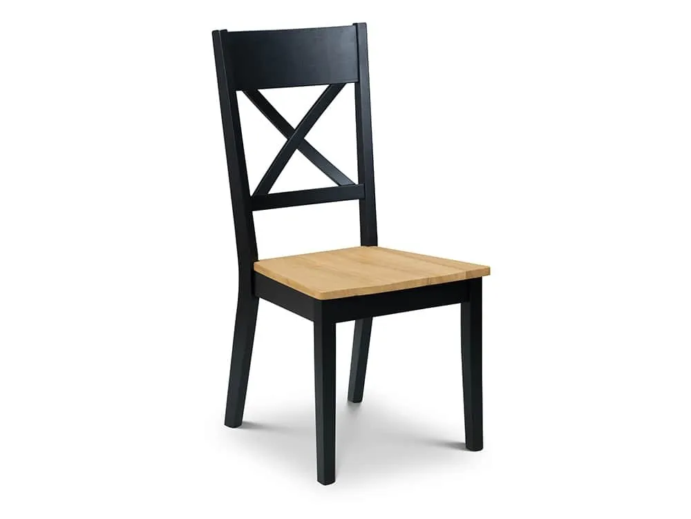 Julian Bowen Julian Bowen Hockley Set of 2 Black and Light Oak Dining Chairs