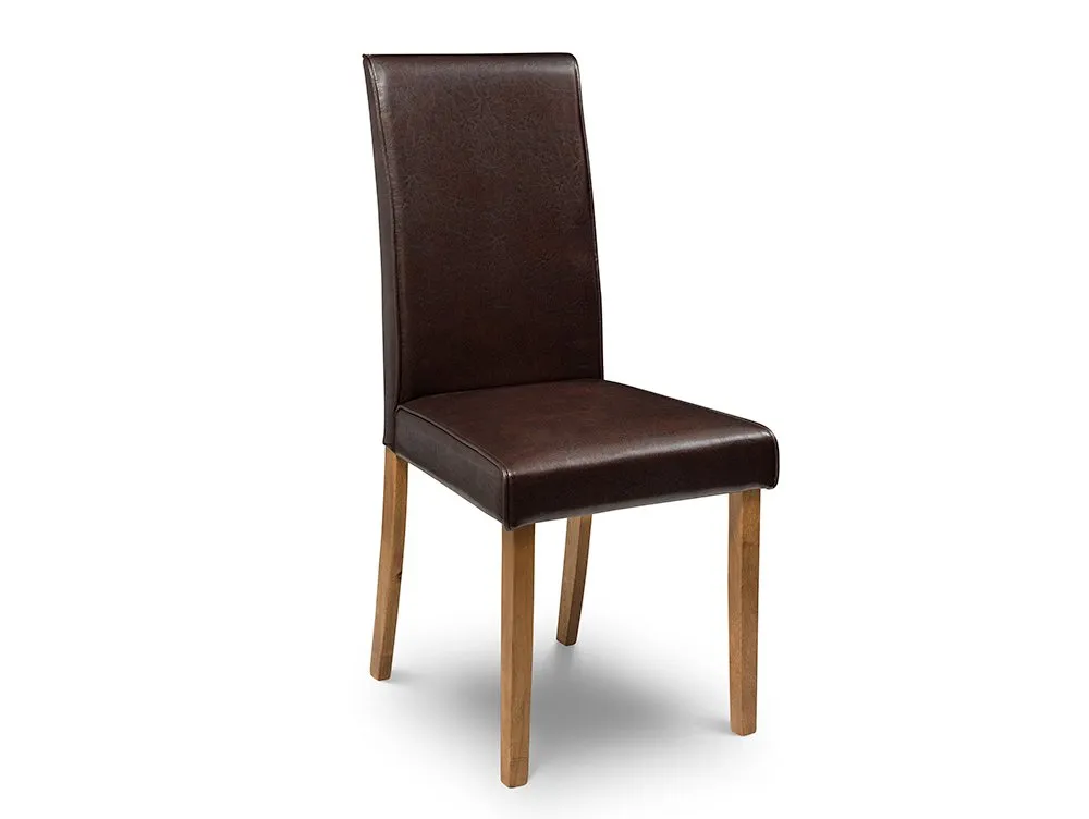 Julian Bowen Julian Bowen Hudson Set of 2 Brown Faux Leather Dining Chairs
