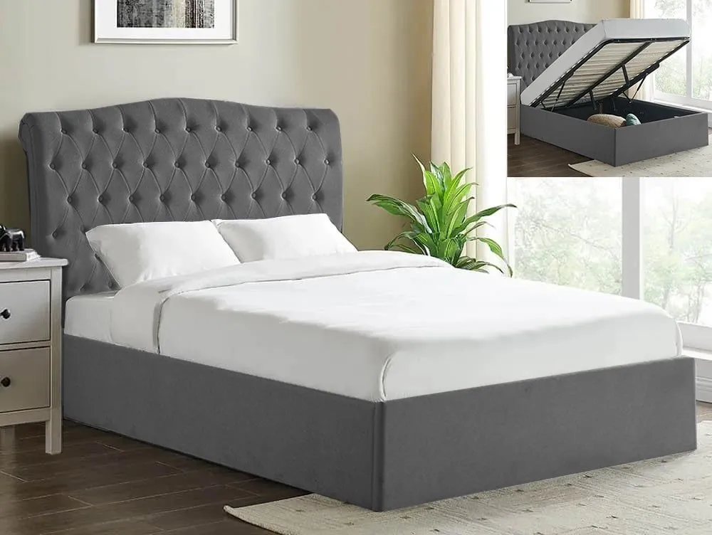 Limelight  Limelight Rosa 4ft6 Double Dark Grey Fabric Ottoman Bed Frame