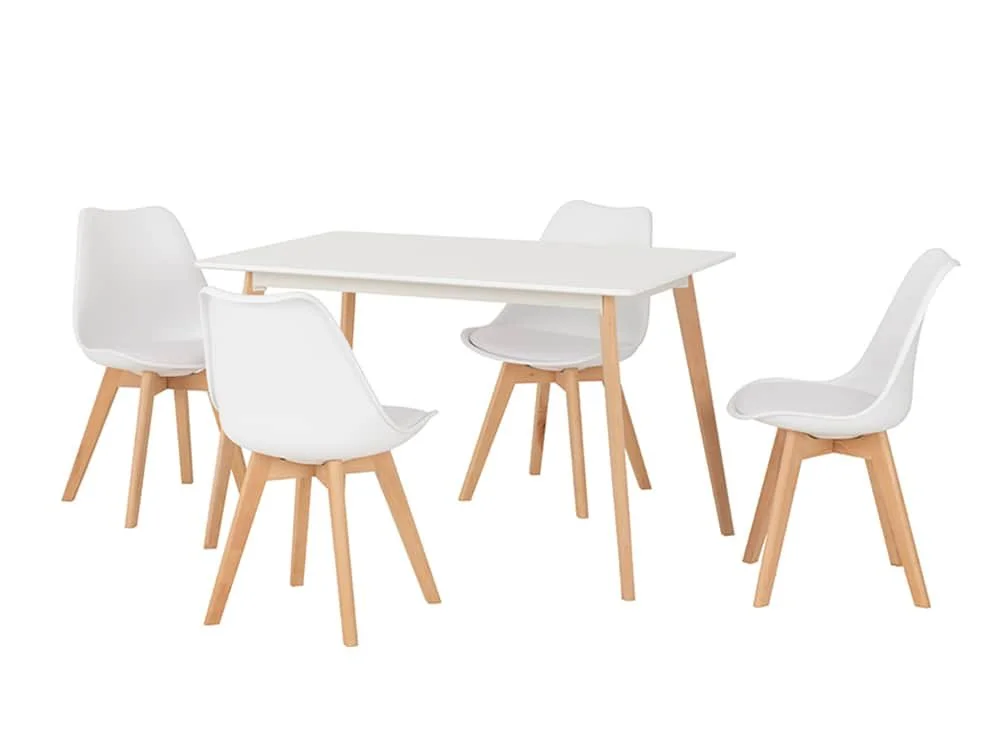 Seconique Seconique Bendal White and Beech Dining Table and 4 Chair Set