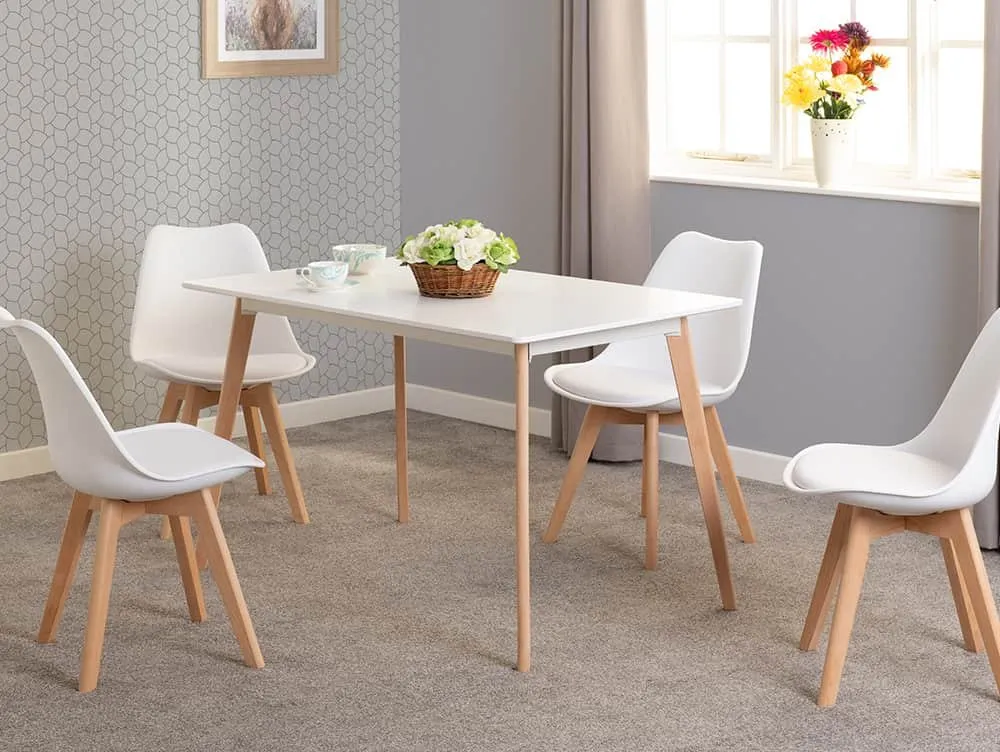 Seconique Seconique Bendal White and Beech Dining Table and 4 Chair Set
