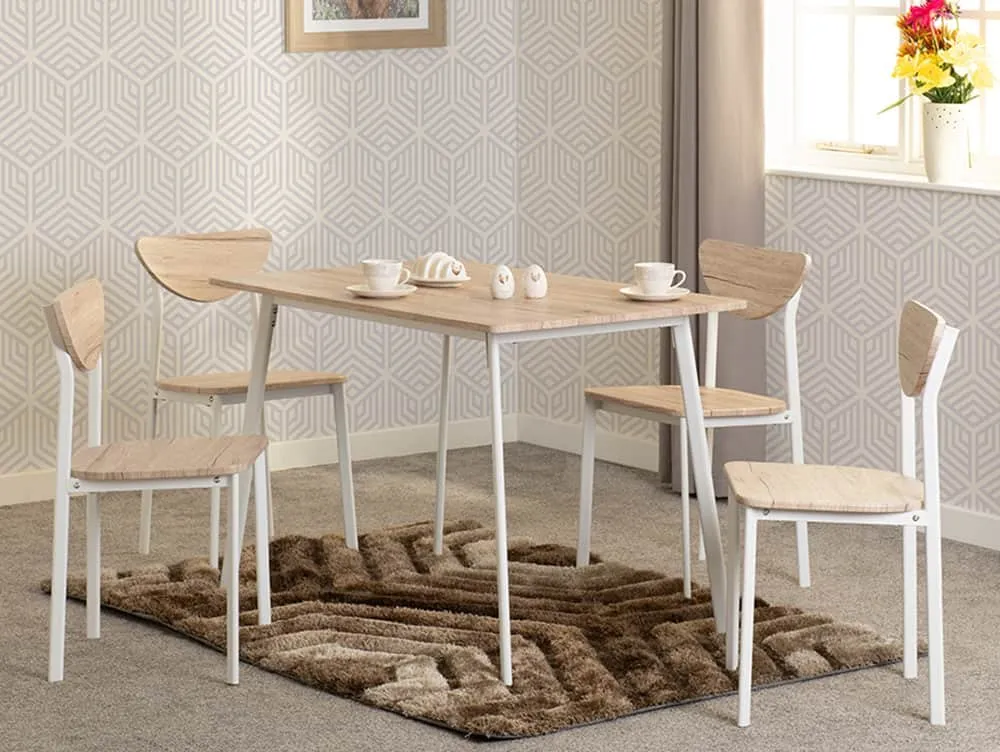 Seconique Seconique Riley White and Oak Dining Table and 4 Chair Set