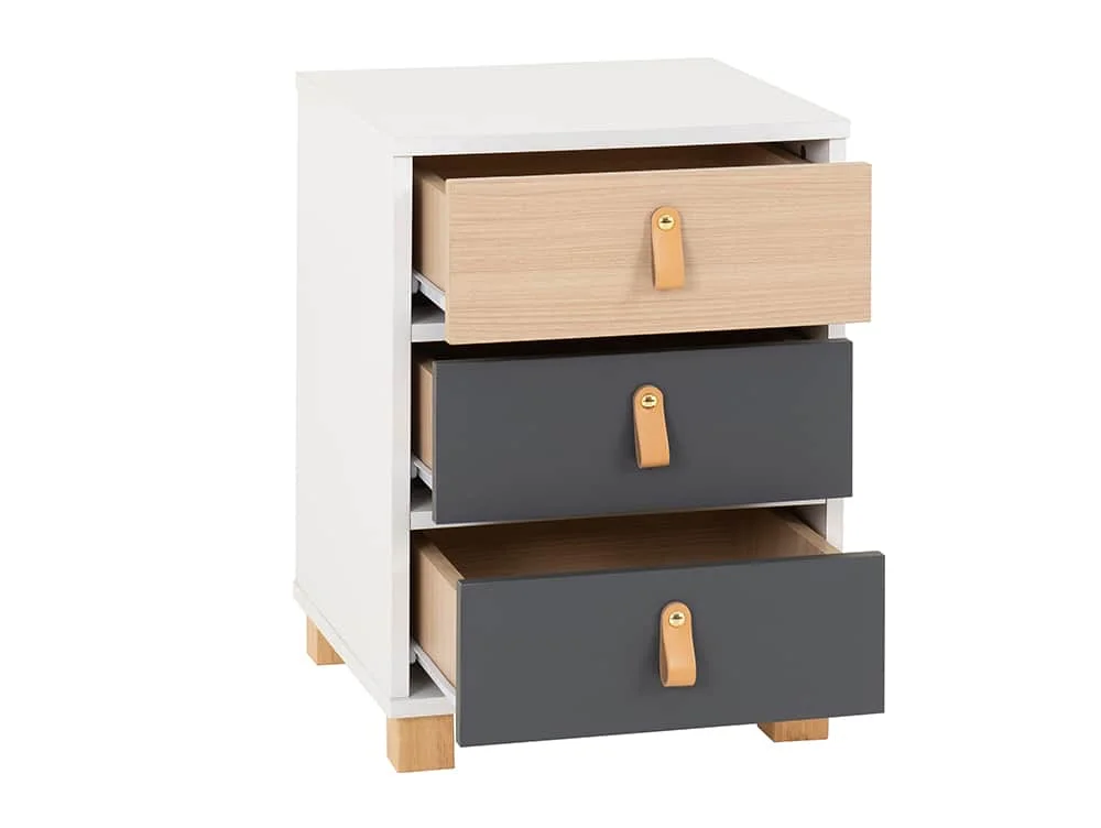 Seconique Seconique Brooklyn Grey and Oak 3 Drawer Bedside Table