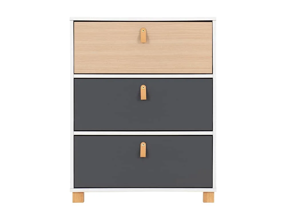 Seconique Seconique Brooklyn Grey and Oak 3 Drawer Chest of Drawers