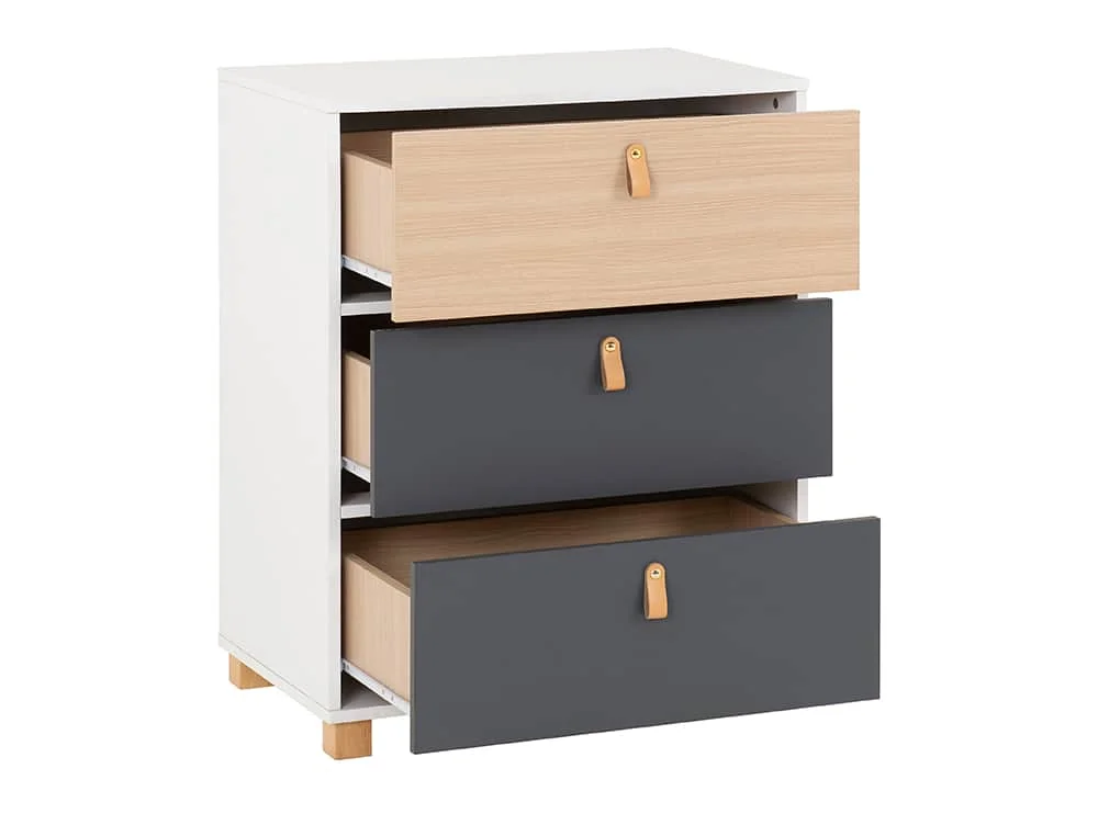 Seconique Seconique Brooklyn Grey and Oak 3 Drawer Chest of Drawers