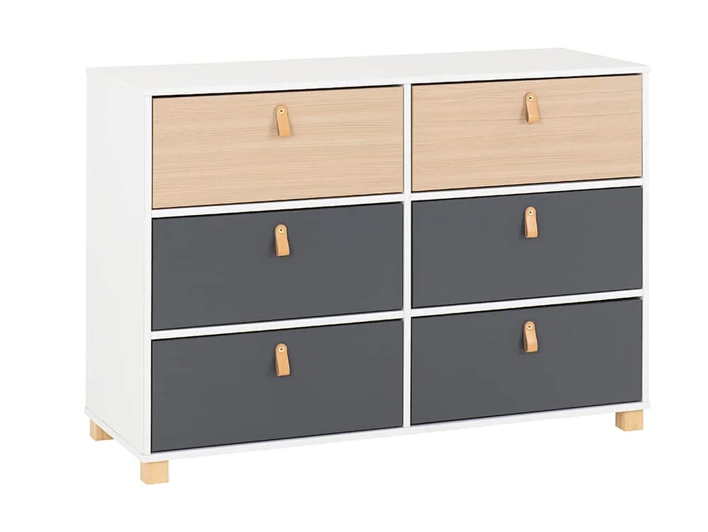 Seconique Seconique Brooklyn Grey and Oak 3+3 Drawer Chest of Drawers