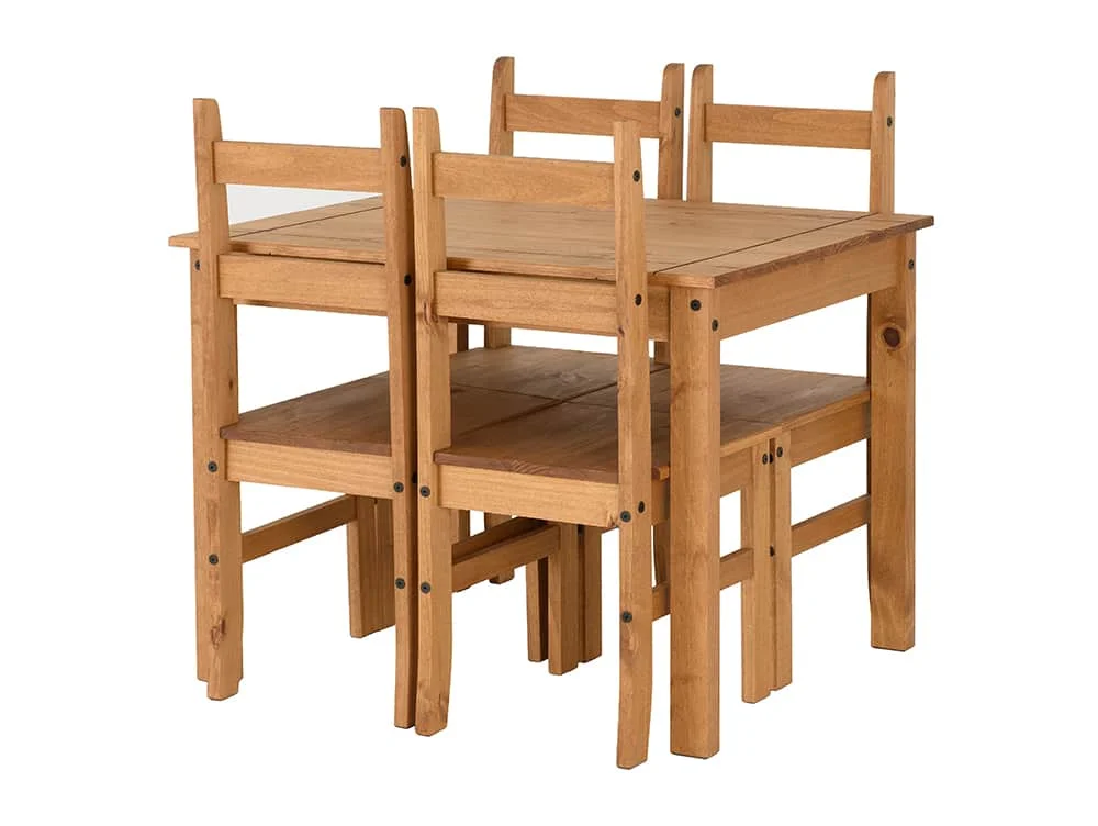Seconique Seconique Corona Pine 100cm Dining Table and 4 Chair Set