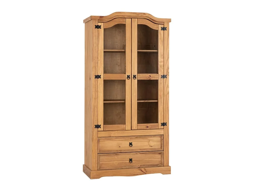 Seconique Seconique Corona Pine and Glass 2 Door 2 Drawer Display Cabinet