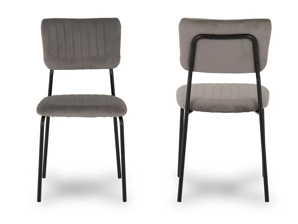 Seconique Seconique Sheldon Set of 4 Grey Velvet Dining Chairs