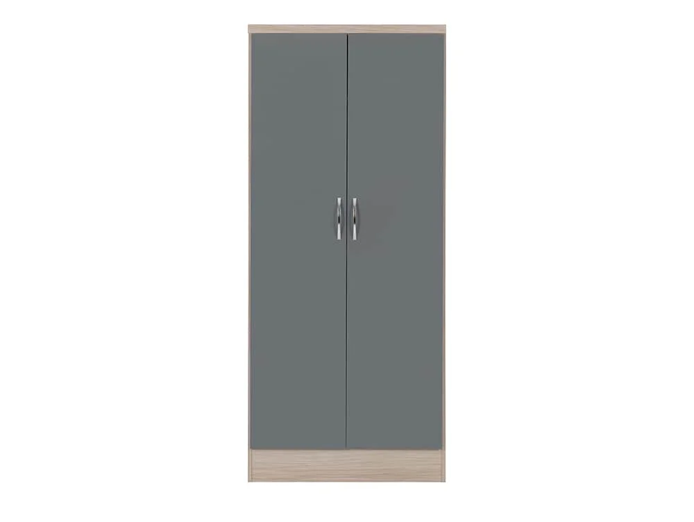 Seconique Seconique Nevada Grey Gloss and Oak 2 Door Double Wardrobe