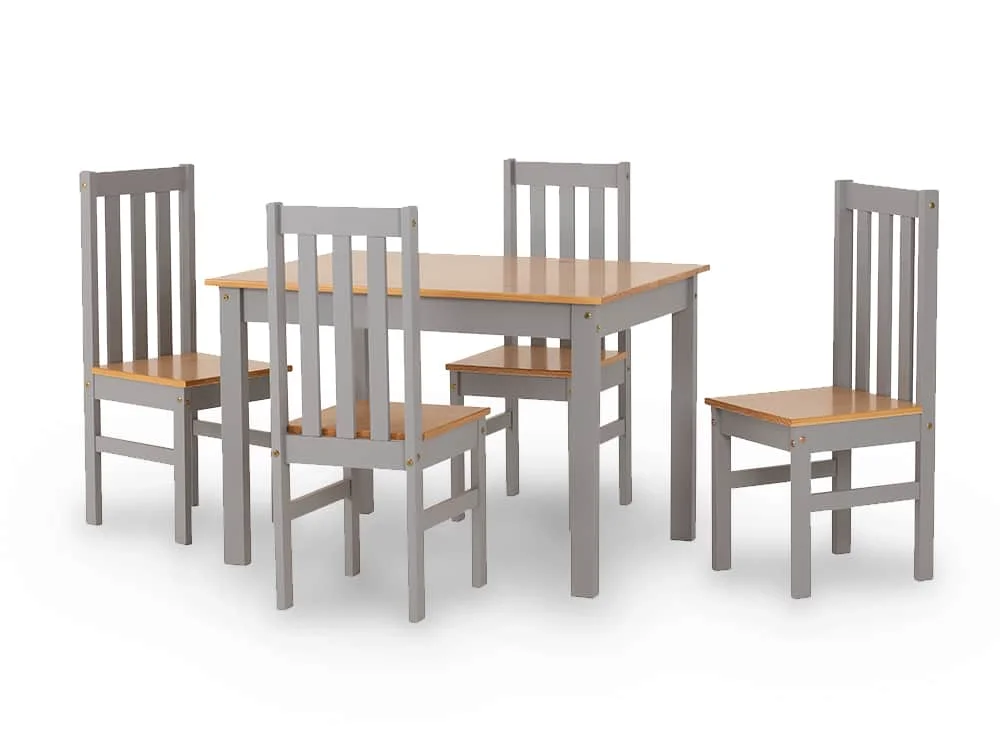 Seconique Seconique Ludlow Grey and Oak Dining Table and 4 Chair Set