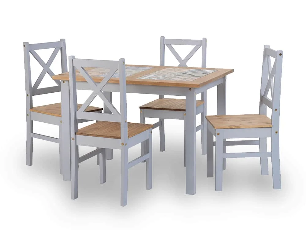Seconique Seconique Salvador Grey and Tile Dining Table and 4 Chair Set