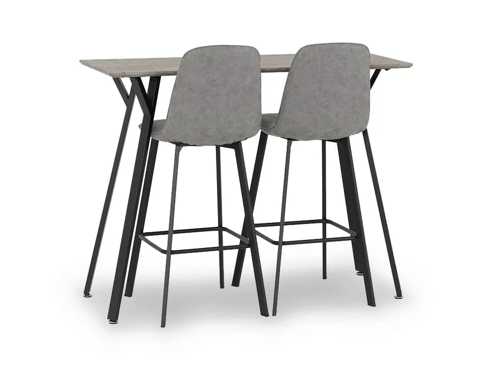 Seconique Seconique Quebec Concrete Effect Bar Table and 2 Chair Set