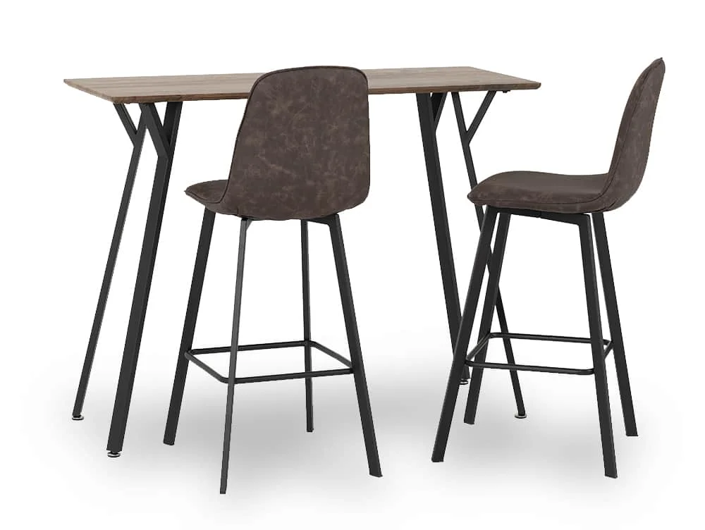 Seconique Seconique Quebec Oak Effect Bar Table and 2 Chair Set