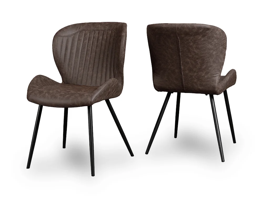 Seconique Seconique Quebec Set of 4 Brown Faux Leather Dining Chairs