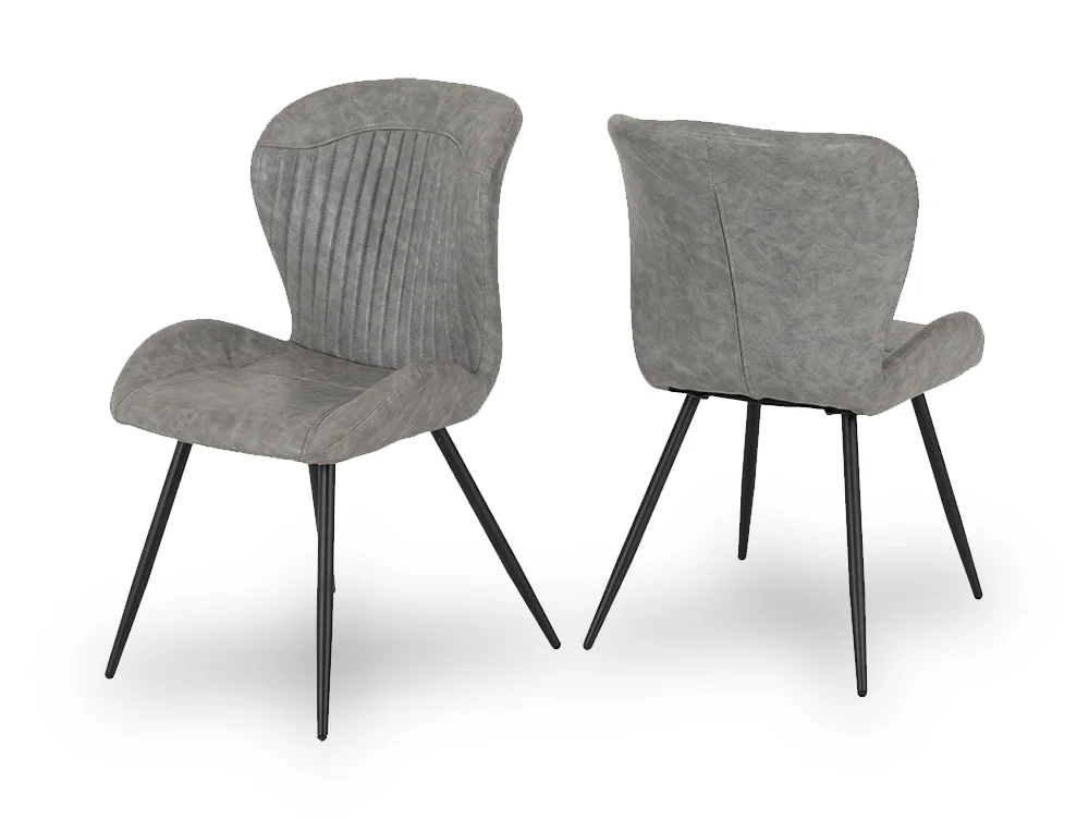 Seconique Seconique Quebec Wave Concrete Effect Dining Table and 4 Grey Chair Set