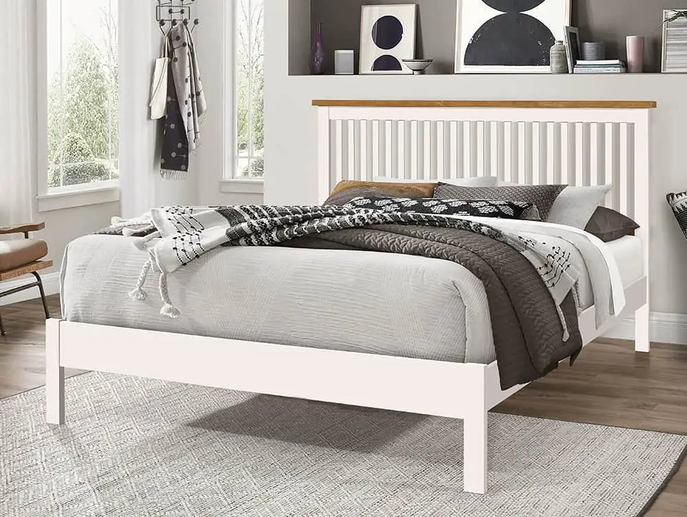 Time Living Time Living Ascot 4ft6 Double White and Oak Wooden Bed Frame