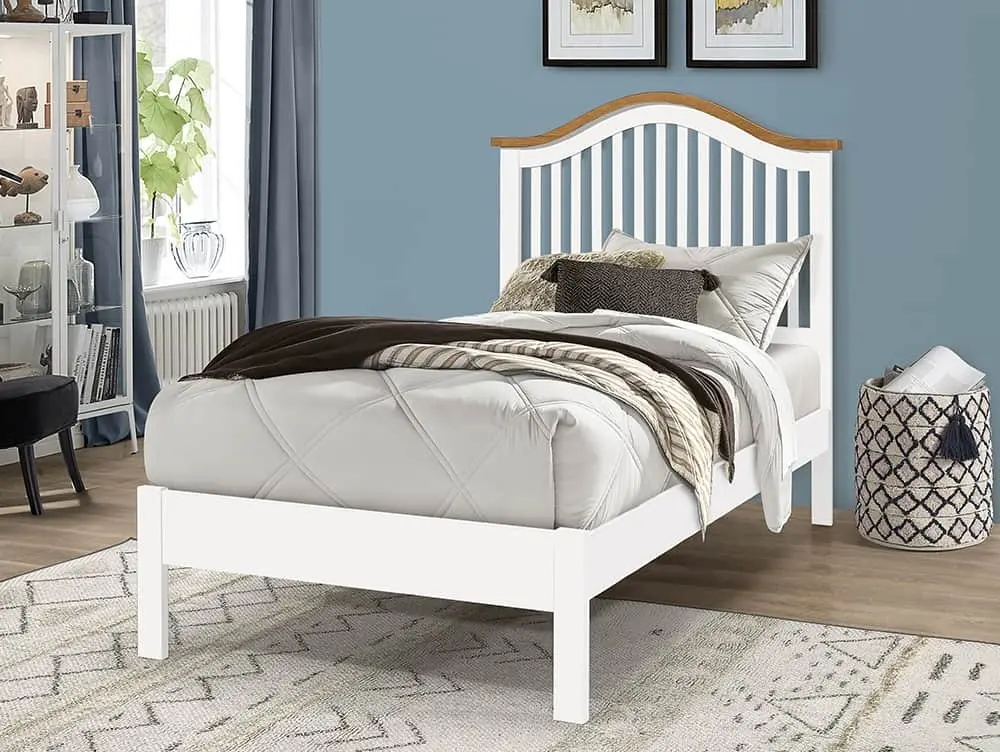 Time Living Time Living Chester 3ft Single White and Oak Wooden Bed Frame