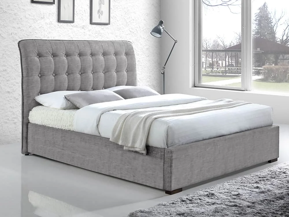 Time Living Time Living Hamilton 5ft King Size Light Grey Fabric Bed Frame