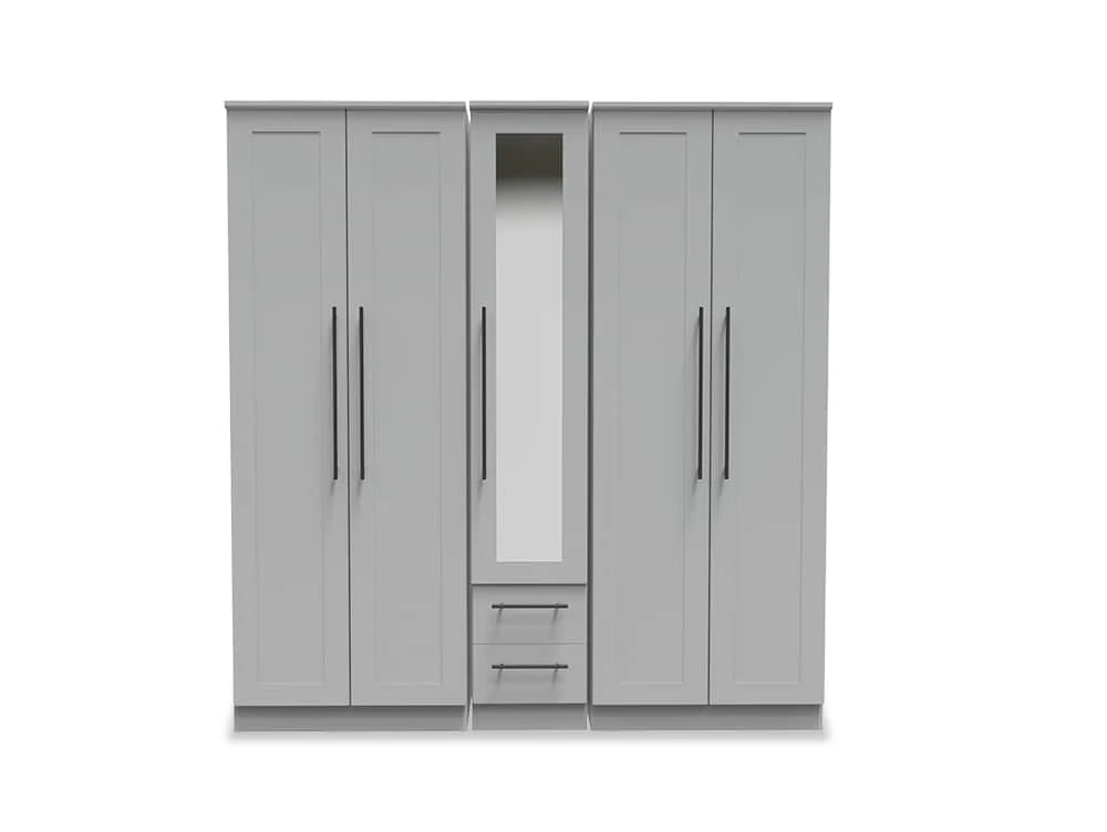 Welcome Welcome Beverley 5 Door 2 Drawer Tall Mirrored Wardrobe (Assembled)