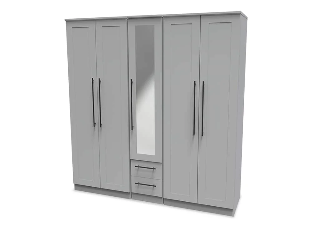 Welcome Welcome Beverley 5 Door 2 Drawer Tall Mirrored Wardrobe (Assembled)