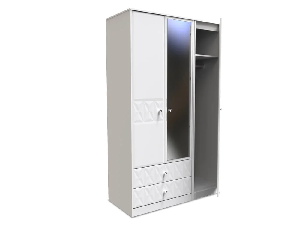 Welcome Welcome San Jose 3 Door 2 Drawer Tall Mirrored Triple Wardrobe (Assembled)