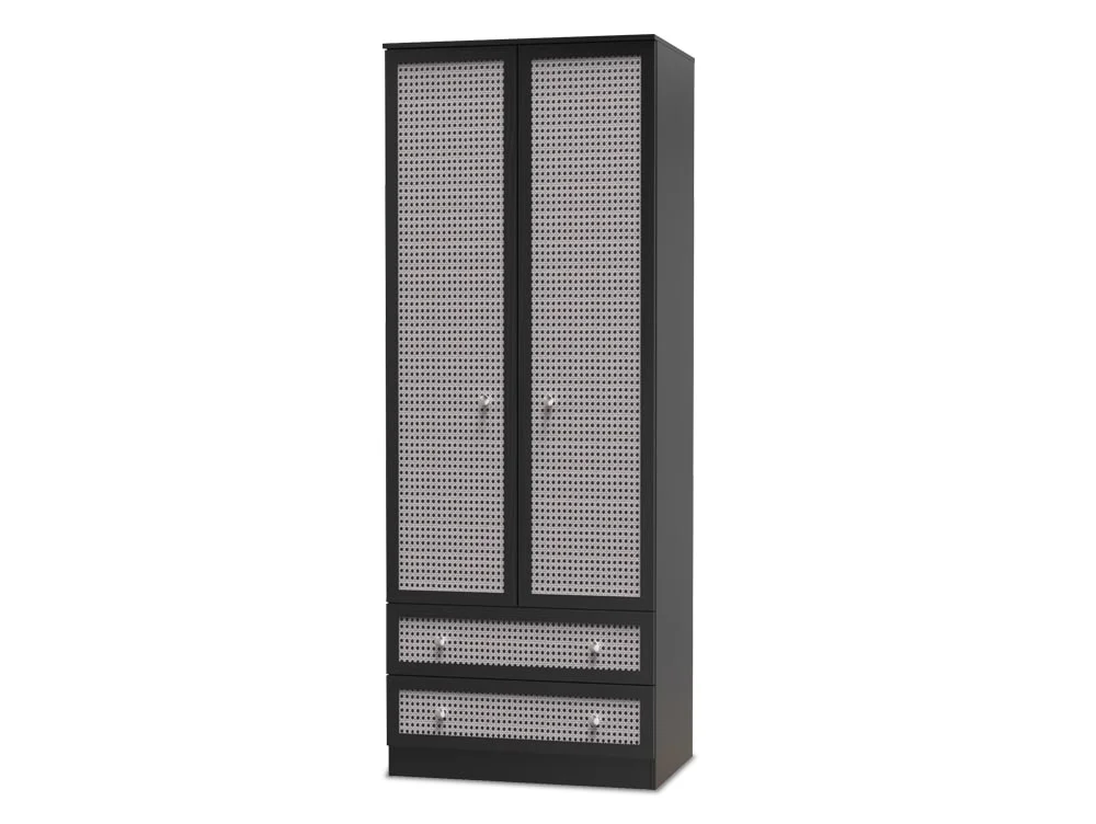 Welcome Welcome Rattan Look 2 Door 2 Drawer Tall Double Wardrobe (Assembled)
