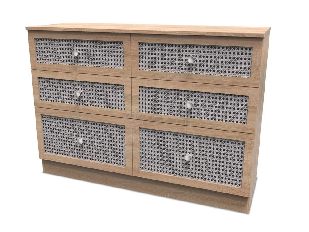 Welcome Welcome Rattan Look 6 Drawer Midi Chest of Drawers (Assembled)