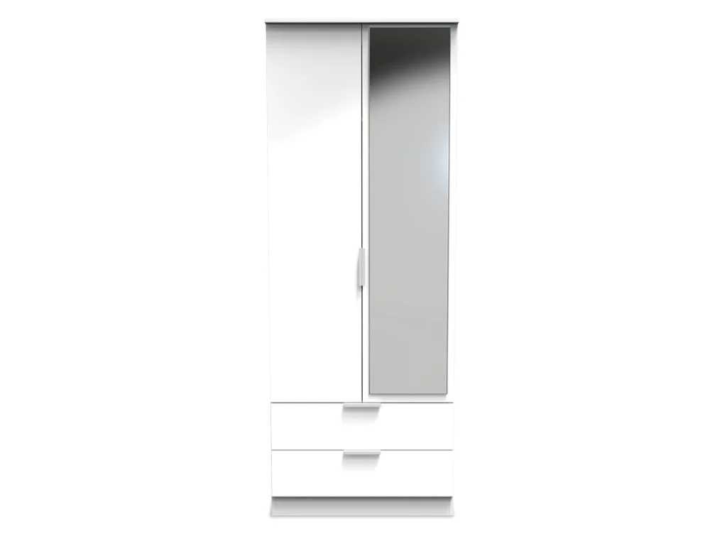 Welcome Welcome Plymouth 2 Door 2 Drawer Tall Mirrored Double Wardrobe (Assembled)