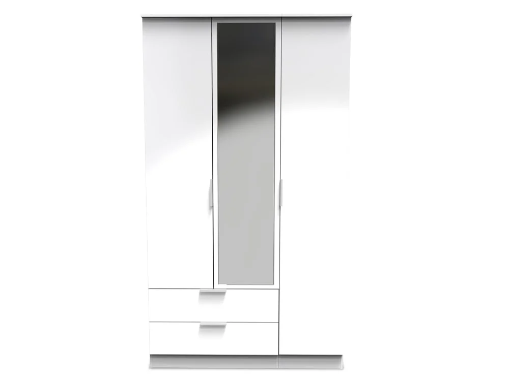 Welcome Welcome Plymouth 3 Door 2 Drawer Tall Mirrored Triple Wardrobe (Assembled)