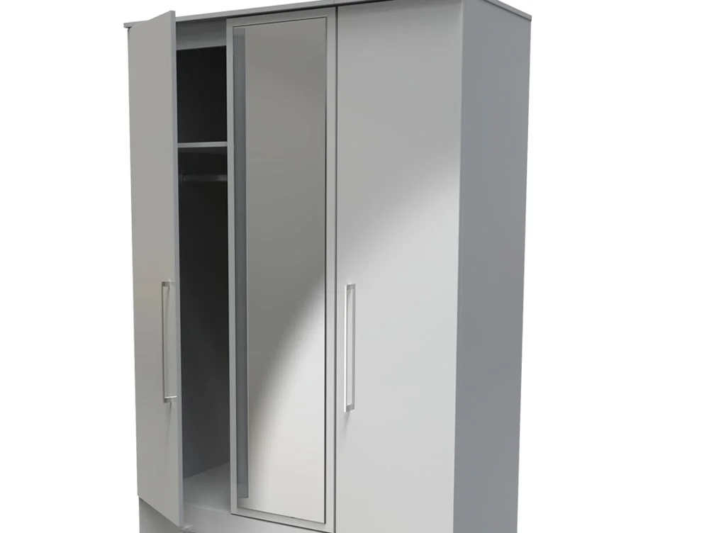 Welcome Welcome Worcester 3 Door 2 Drawer Tall Mirrored Triple Wardrobe (Assembled)