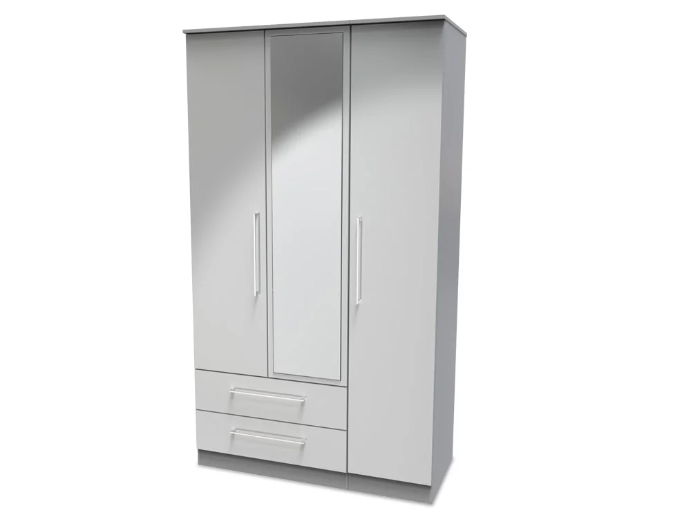 Welcome Welcome Worcester 3 Door 2 Drawer Tall Mirrored Triple Wardrobe (Assembled)