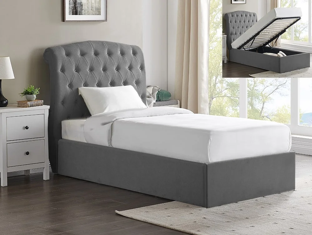 Limelight  Limelight Rosa 3ft Single Dark Grey Fabric Ottoman Bed Frame